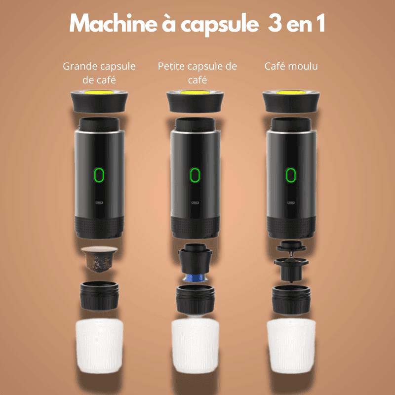 Machine à café 3 en 1 compacte et portable, compatible avec espresso, capsules et café moulu